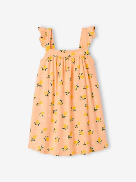 Robe à bretelles fille abricot poudré 