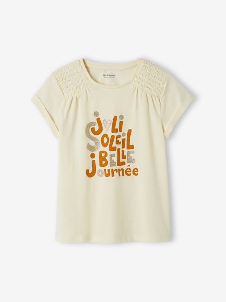 Mädchen T-Shirt, Glanz-Schriftzug ecru 