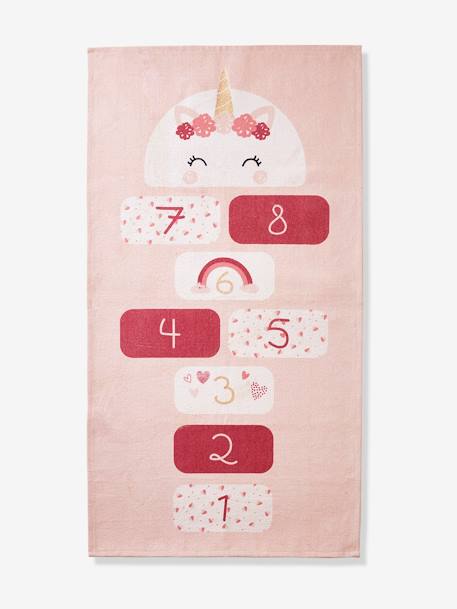 Tapis rectangle marelle Licorne rose 