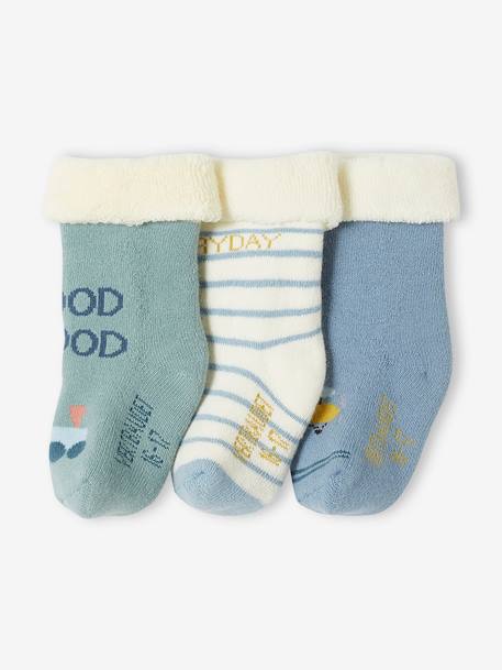 Lot de 3 paires de chaussettes avion et train bébé garçon bleu glacier 