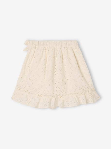 Jupe à volants en broderie anglaise fille écru 