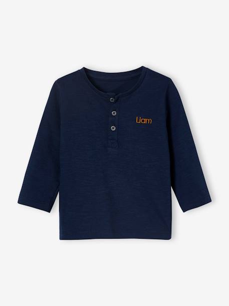 Henley-Shirt für Baby Jungen dunkelgrün+nachtblau+pfirsich+sand 