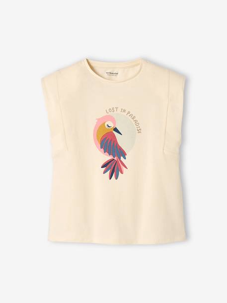 Mädchen T-Shirt, Paradiesvogel bonbon rosa+ecru 