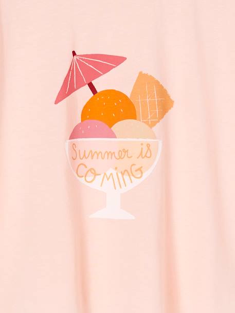 Mädchen T-Shirt, Sommer-Print bonbonrosa+ecru 