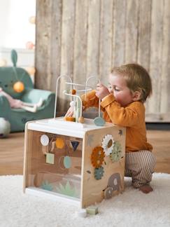 Babys gehen in die Kita-Spielzeug-Erstes Spielzeug-Activity-Würfel „Pandafreunde“ Holz FSC®