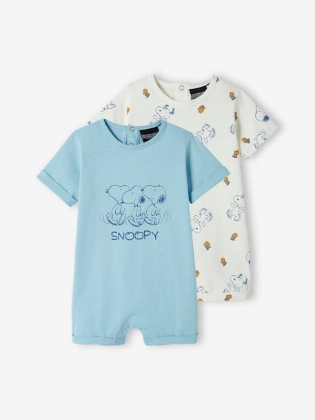 Lot de 2 combinaisons short bébé garçon Snoopy Peanuts® zBLEU CIEL 