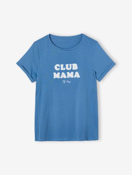 T-shirt de grossesse et d'allaitement Bleu+Gris anthracite+Moutarde 