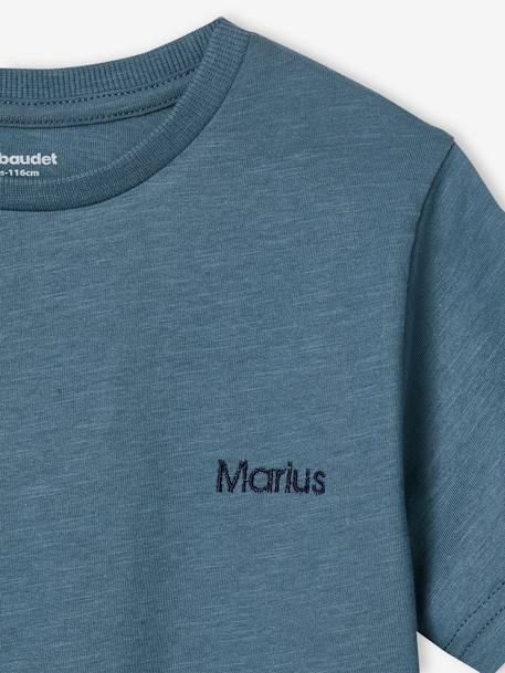 Jungen-T-Shirt, uni aubergine+BLAU+GRAUGRÜN+hellgelb+mango+weiß 
