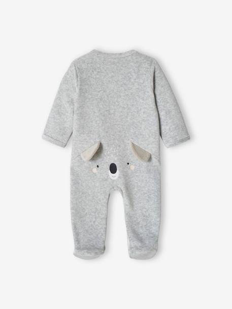 Baby Samt-Strampler, Koala grau mel 