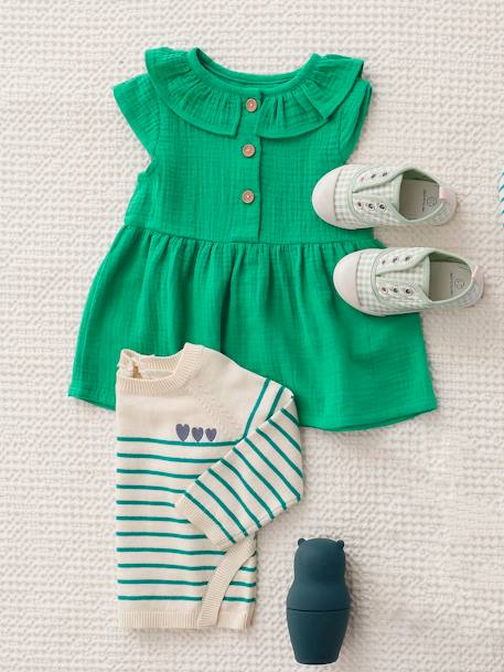 Mädchen Baby Kleid grün+orange 