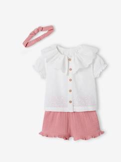 Baby-Mädchen Baby-Set: Bluse, Shorts & Haarband