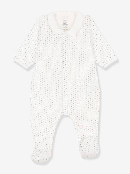 Baby Strampler PETIT BATEAU, Bio-Baumwolle weiss 