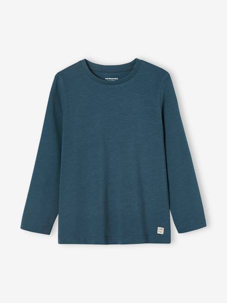 T-shirt couleur Basics personnalisable garçon manches longues BLEU+bois de rose+ECRU+marine+vert grisé 