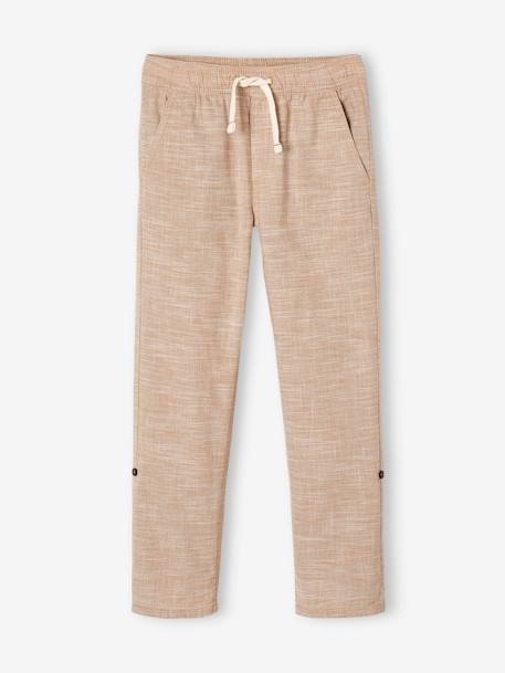 Jungen 3/4-Hose, Beinlänge verstellbar beige meliert+HELLBLAU 