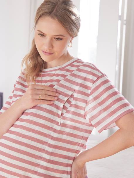 Streifenshirt für Schwangerschaft & Stillzeit ziegelrot 
