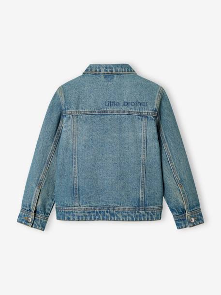 Kinder Oversized-Jeansjacke waterless Oeko-Tex, personalisierbar blue stone+schwarz denim 