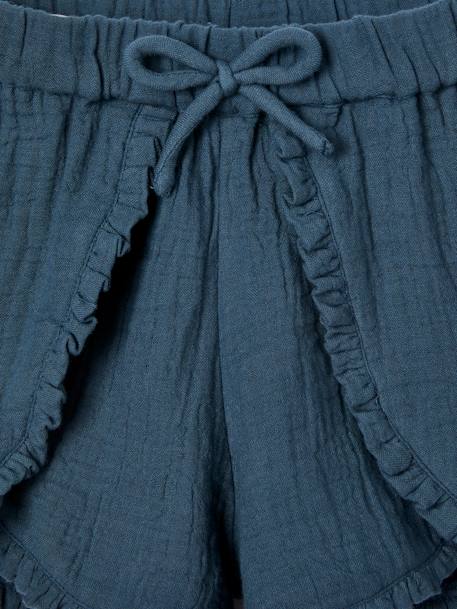 Mädchen Shorts mit Volants, Musselin tintenblau 