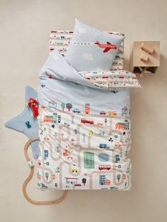 Linge de maison et décoration-Linge de lit enfant-Parure fourre de duvet + taie d'oreiller enfant AUTO-CITY