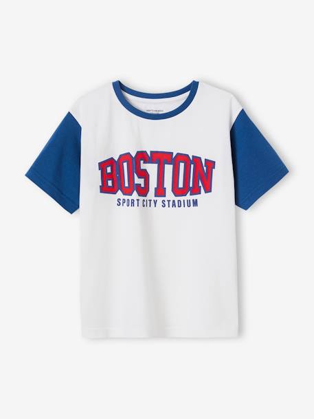 T-shirt sport team Boston garçon manches courtes contrastantes blanc 
