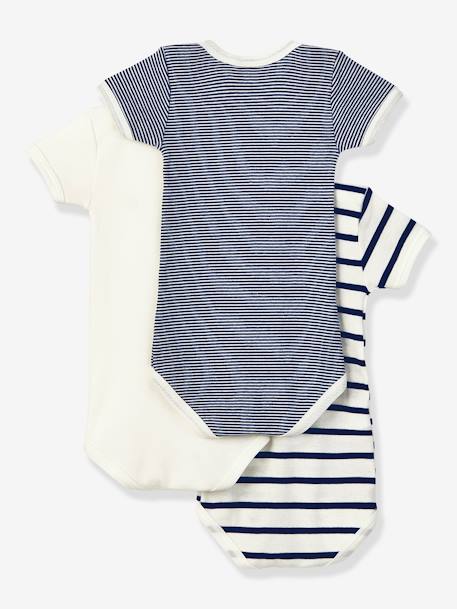 Lot de 3 bodies manches courtes en coton bio PETIT BATEAU blanc 