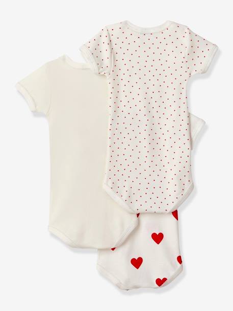 Lot de 3 bodies manches courtes en coton bio PETIT BATEAU blanc 