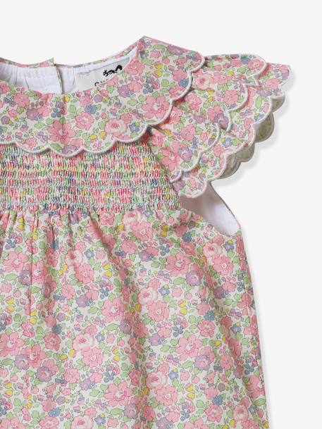 Mädchen Baby Overall CYRILLUS mit Liberty-Print rosa bedruckt 