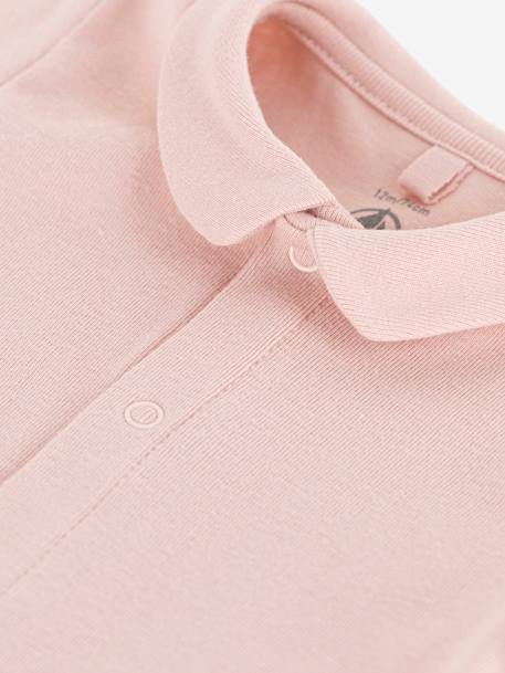 Baby Kurzarmbody mit Kragen PETIT BATEAU, Bio-Baumwolle rosa 