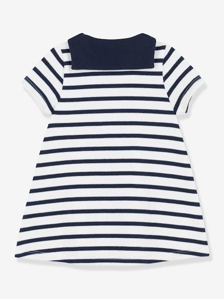 Mädchen Baby Kleid PETIT BATEAU, Bio-Baumwolle weiss 