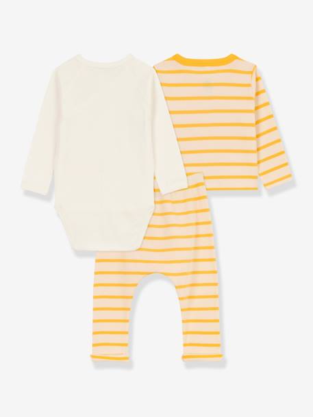 3-teiliges Baby-Set PETIT BATEAU, Bio-Baumwolle beige 