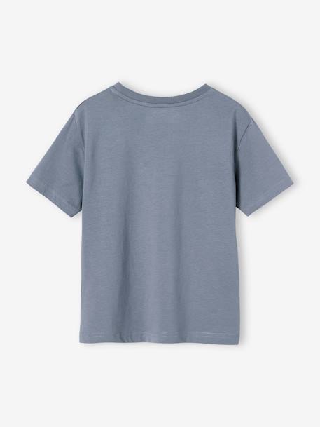 T-shirt motif paysage détails encre gonflante garçon bleu jean+écru 