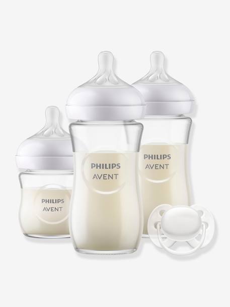 Coffret 3 biberons verre + sucette Philips AVENT Natural Response -  transparent, Puériculture