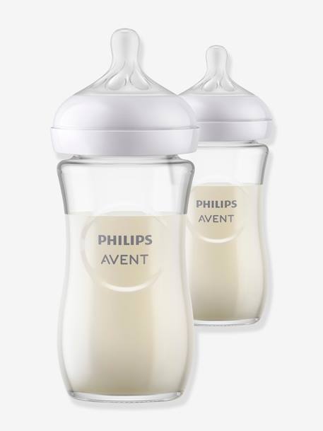 Lot de 2 biberons verre 240 ml Philips AVENT Natural Response -  transparent, Puériculture