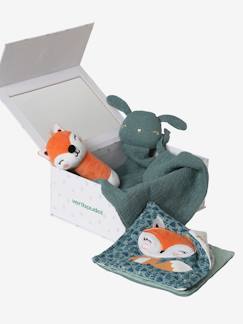 Spielzeug-Baby Geschenk-Set: Schmusetuch, Rassel & Stoffbuch mit Geschenkverpackung