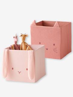 Chambre et rangement-Lot de 2 bacs animaux en gaze de coton