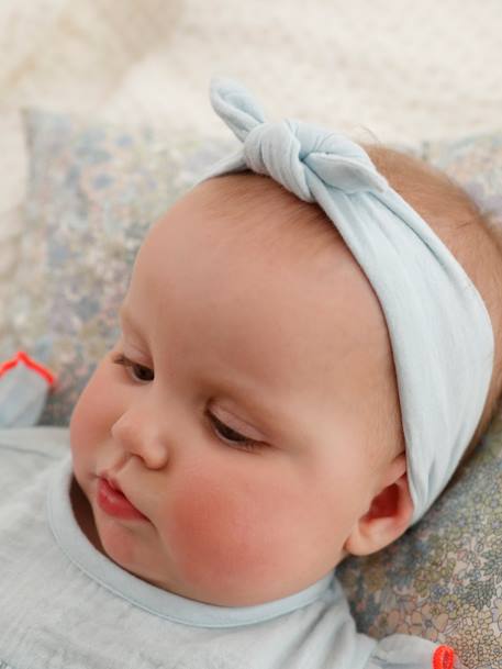 Robe bébé et son bandeau noeud bleu ciel 