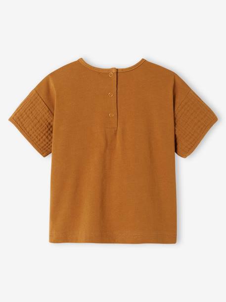 Baby T-Shirt mit Materialmix karamell 