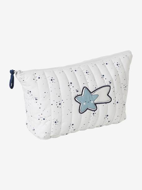 Trousse de toilette enfant en coton écru+rose imprimé 