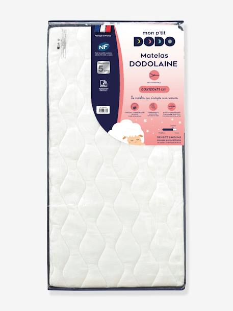 Matelas bébé Dodolaine déhoussable DODO blanc 