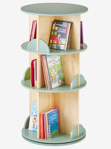 Drehbares Kinderzimmer Bücherregal „Regenbogen“ salbeigrün 