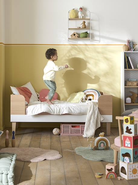 Lit bébé transformable MOKA blanc/bois 