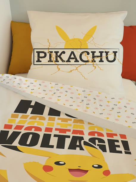 Parure housse de couette + taie d'oreiller enfant Pokemon® Voltage blanc 