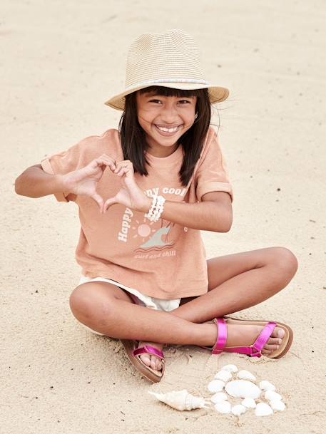 Mädchen T-Shirt mit Palmenprint tonfarben 