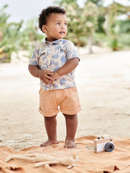 Baby Hemd mit kurzen Ärmeln beige 