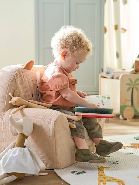 Fauteuil mousse en gaze de coton Tigre beige poudré 