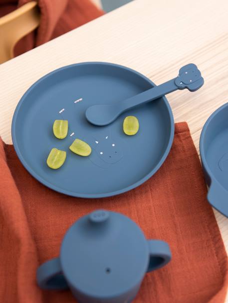 Assiette TRIXIE Animal en silicone bleu+jaune 