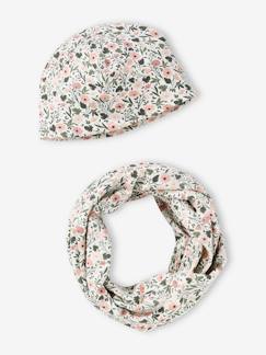 Ensemble fleuri fille bonnet + snood