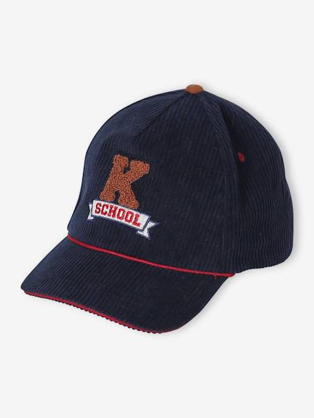 Casquette chaude en velours garçon marine 