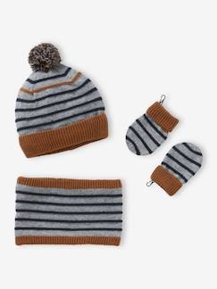 Bébé-Accessoires-Bonnet, écharpe, gants-Ensemble marin bébé garçon bonnet + snood + moufles