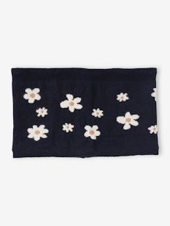 Mädchen-Accessoires-Mütze, Schal, Handschuhe-Mädchen Rundschal mit Jacquard-Blumen