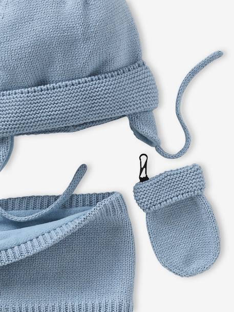 Jungen Baby-Set: Mütze, Rundschal & Fäustlinge BASICS graublau 